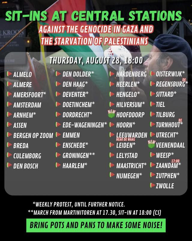 Sit-ins train stations donderdag 28/8